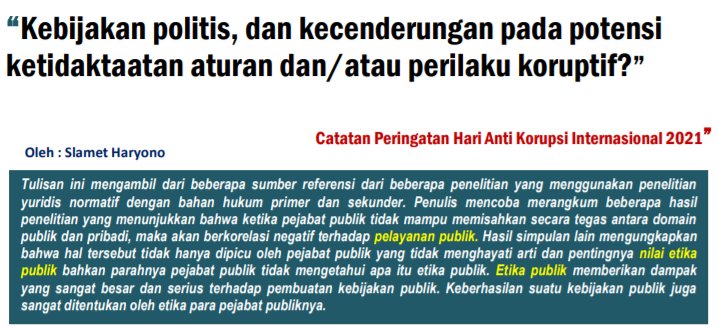 Catatan Peringatan Hari Anti Korupsi Internasional 2021