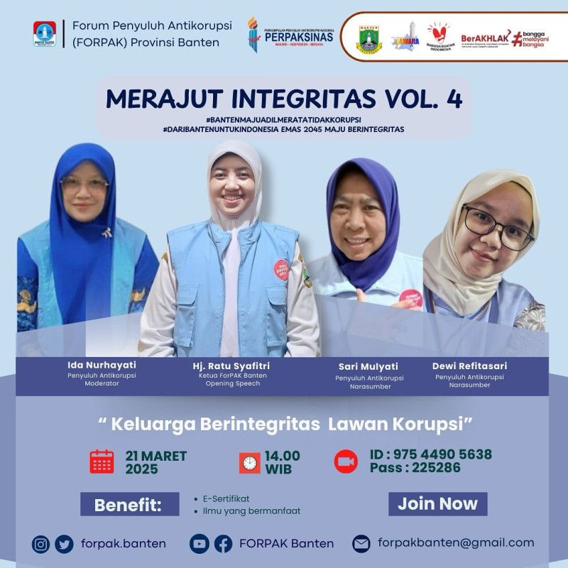 Merajut Integritas Vol.4 dengan tema " Keluarga Berintegritas lawan korupsi"