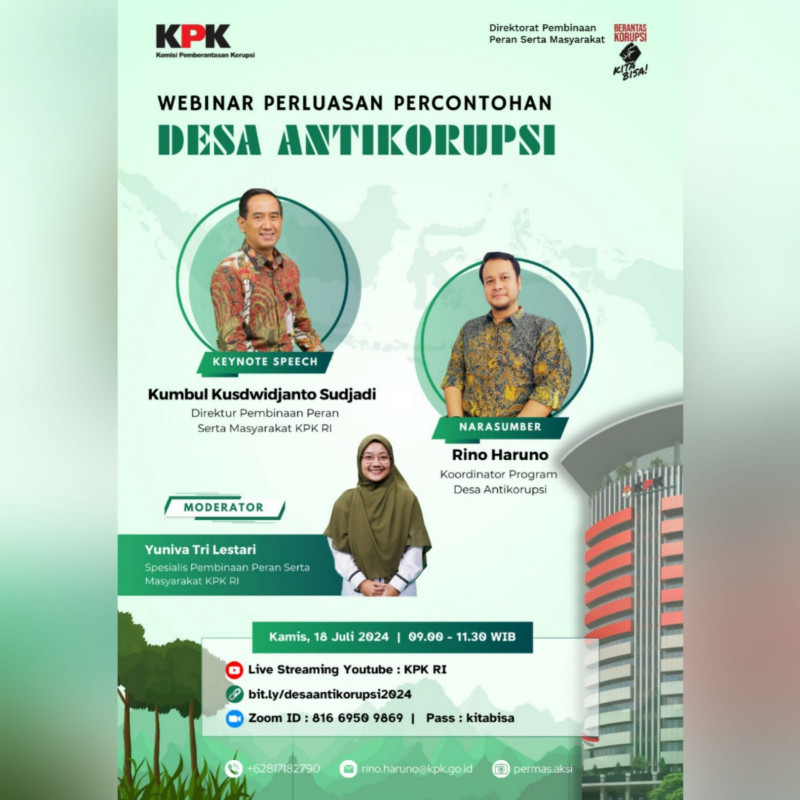 Webinar "PERLUASAN PERCONTOHAN DESA ANTIKORUPSI"