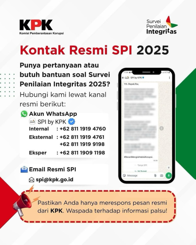 Proses Blast Link Survey Penilaian Integritas (SPI) 2025 dimulai sejak 1 Agustus 2025 secara bertahap
