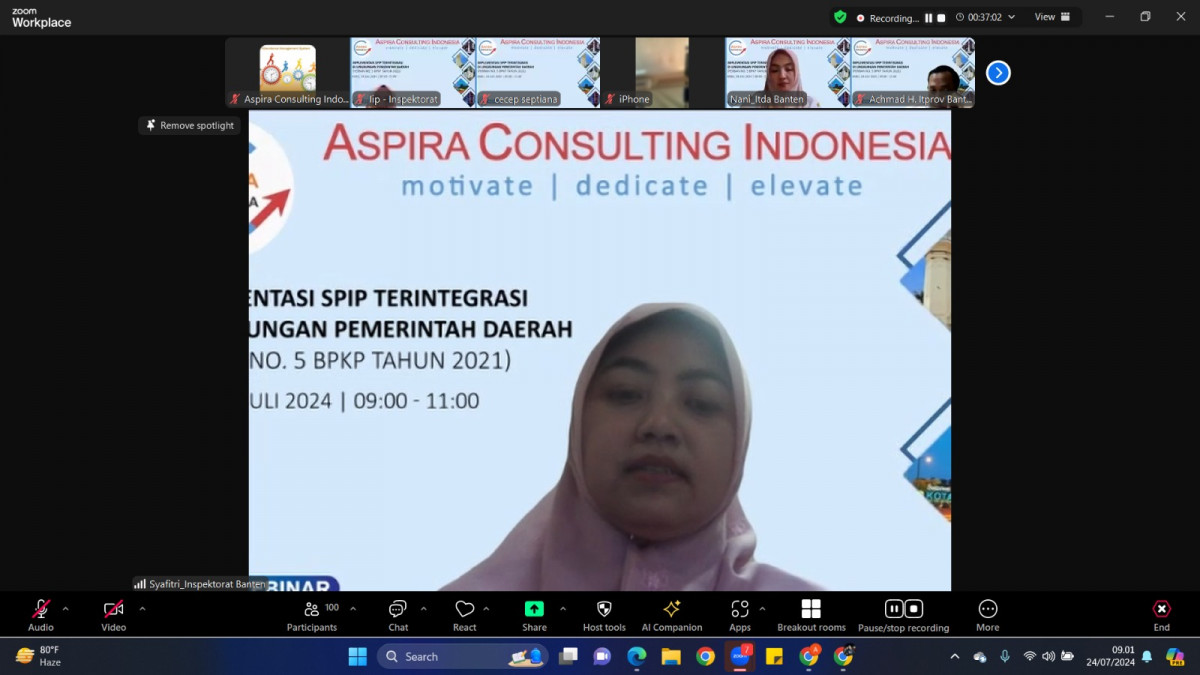 Webinar Aspira Consulting Indonesia "Implementasi SPIP Terintegrasi